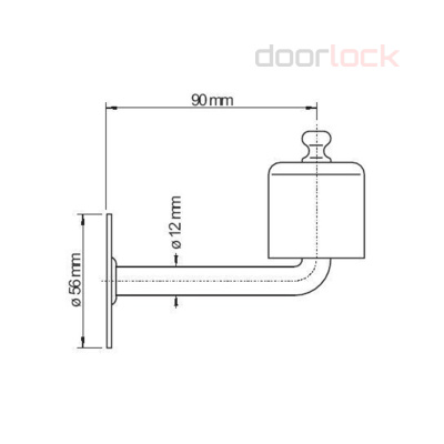 Дверной упор 885/90 Zn (оцинкованная сталь), расстояние от стены 110 мм, ø40 мм
