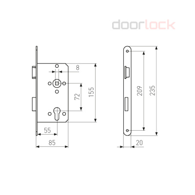 Замок дверной ABUS ES, цилиндровый, серебристый