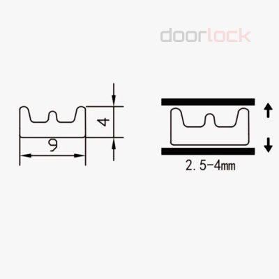 "Уплотнитель дверной  DOORLOCK EPDM E-образный  4х9мм, черный,  самоклеящийся, рулон 150м"