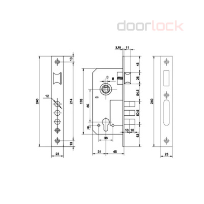 Замок дверной PALLADIUM 2000 цилиндровый, хромированный