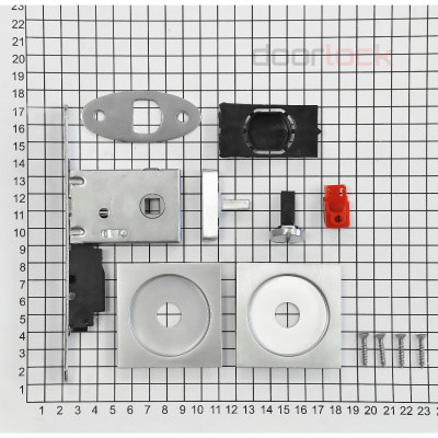 Замок дверной для раздвижной двери с квадратной поворотной кнопкой Bonaiti G500T mod.H21, сатинированный хром