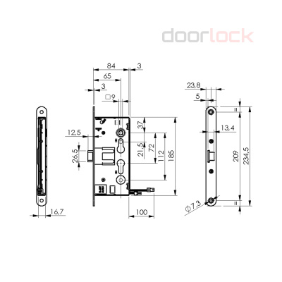 Корпус огнестойкого соленоидного замка DL 1901EM/NO/L