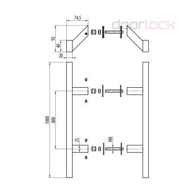 Ручка-скоба DOORLOCK PHS23/40х20/2ст, 400 мм/600 мм, SSS матовая нержавеющая сталь